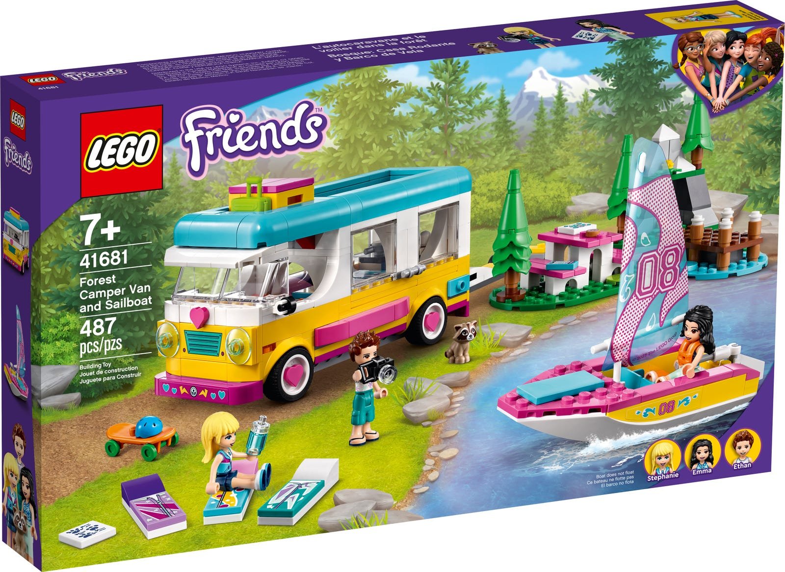 LEGO Friends Series 41681 Forest Camper Van and Sailboat