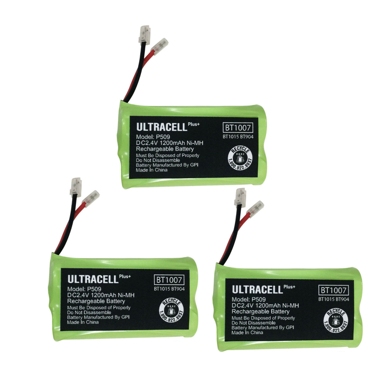 3 pcs 2.4V Ni-MH 1200mAh Rechargeable Battery Pack P-509 BT1007 For Phone Cell