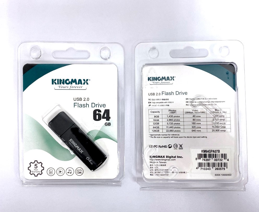 Kingmax PA-07 64GB USB 2.0 Flash Drive Black Color KM64GPA07B