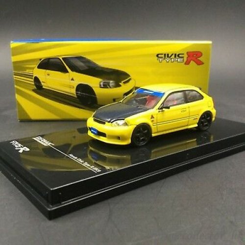 Tarmac Works HOBBY64 - Honda Civic Type R EK9 Yellow with Black Bonnet Tuned