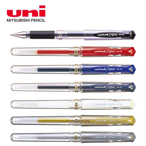 12Pcs Mitsubishi Uniball Uni-ball Signo Broad UM-153 Gel Pen 1.0mm roller ball 7 color selcet