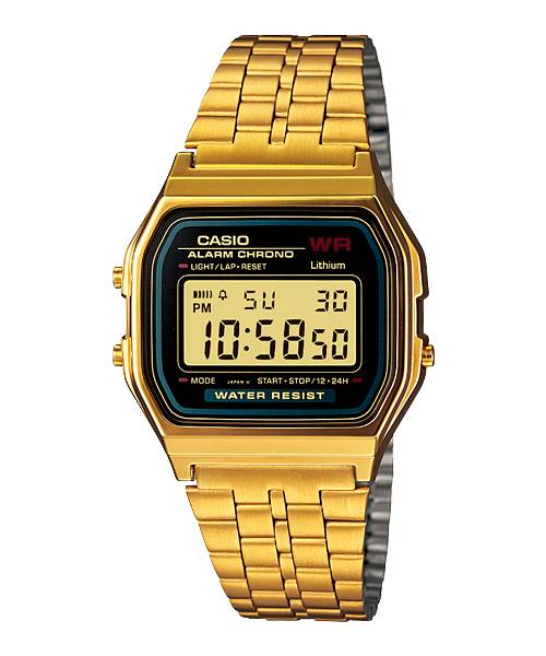 Casio STANDARD  33 MM A-159WGEA-1D adjustable clasp stainless steel strap