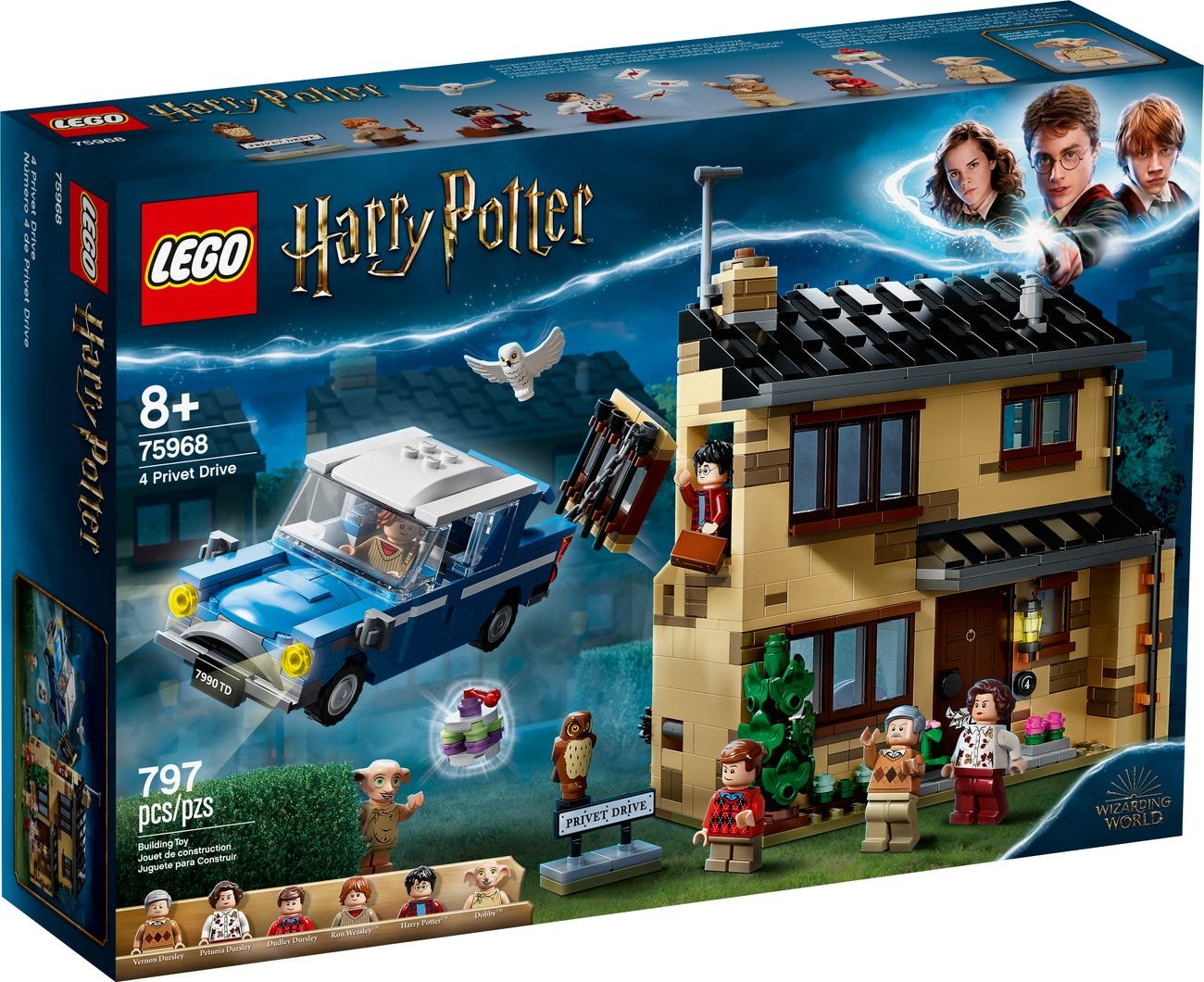LEGO 75968 Harry Potter 4 Privet Drive House Set with Ford Anglia, Dobby Figure and Dursley Family