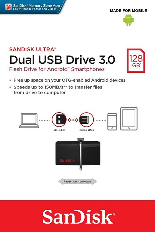 Sandisk Ultra Dual 128GB USB 3.0 150MB/s SDDD2 128G