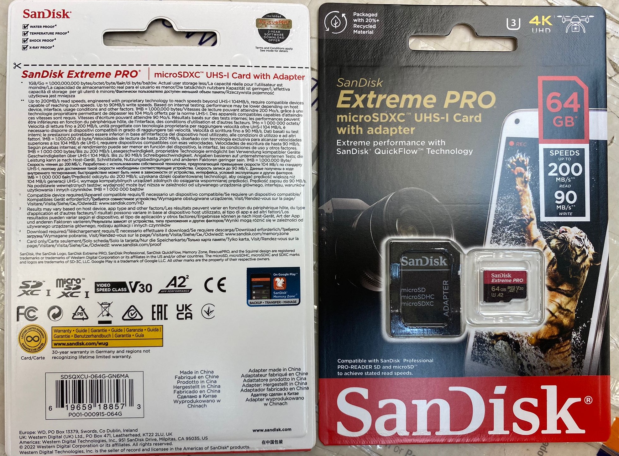 SanDisk Extreme PRO 64GB microSDXC UHS-I CARD up to 200MB/s