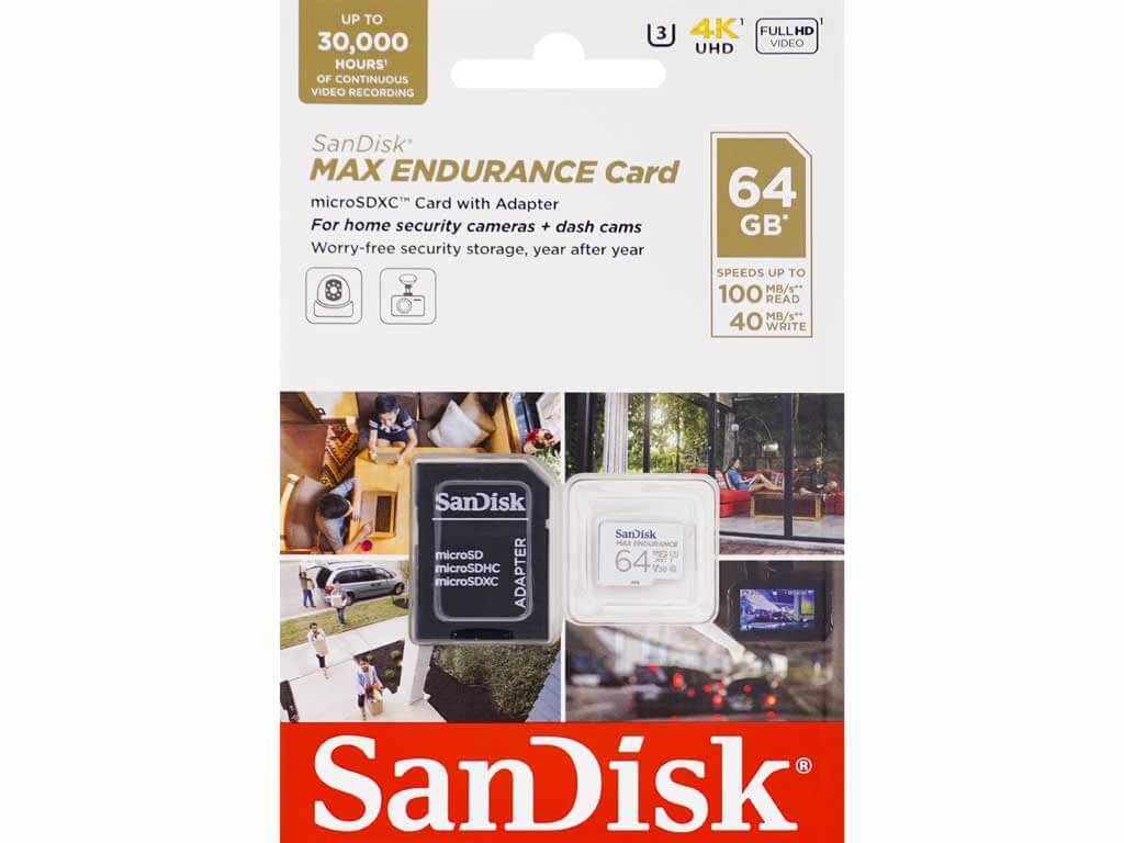 SanDisk Max Endurance 64GB MicroSDXC Memory Card 4K Full HD Class 10 100MB/s SDSQQVR-064G