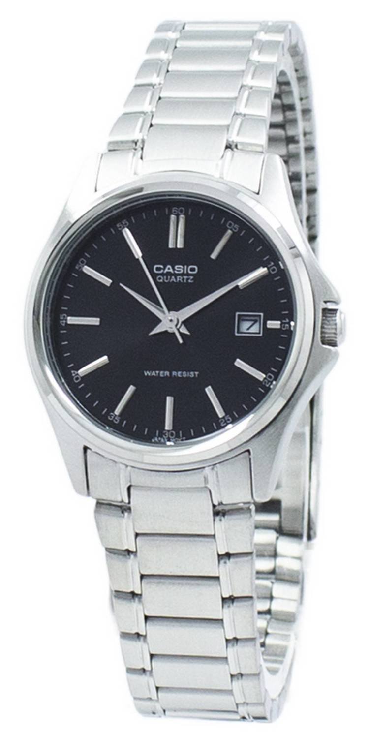 Casio Ladies Black Analog Steel Bracelet Date Display Watch LTP-1183A-1A