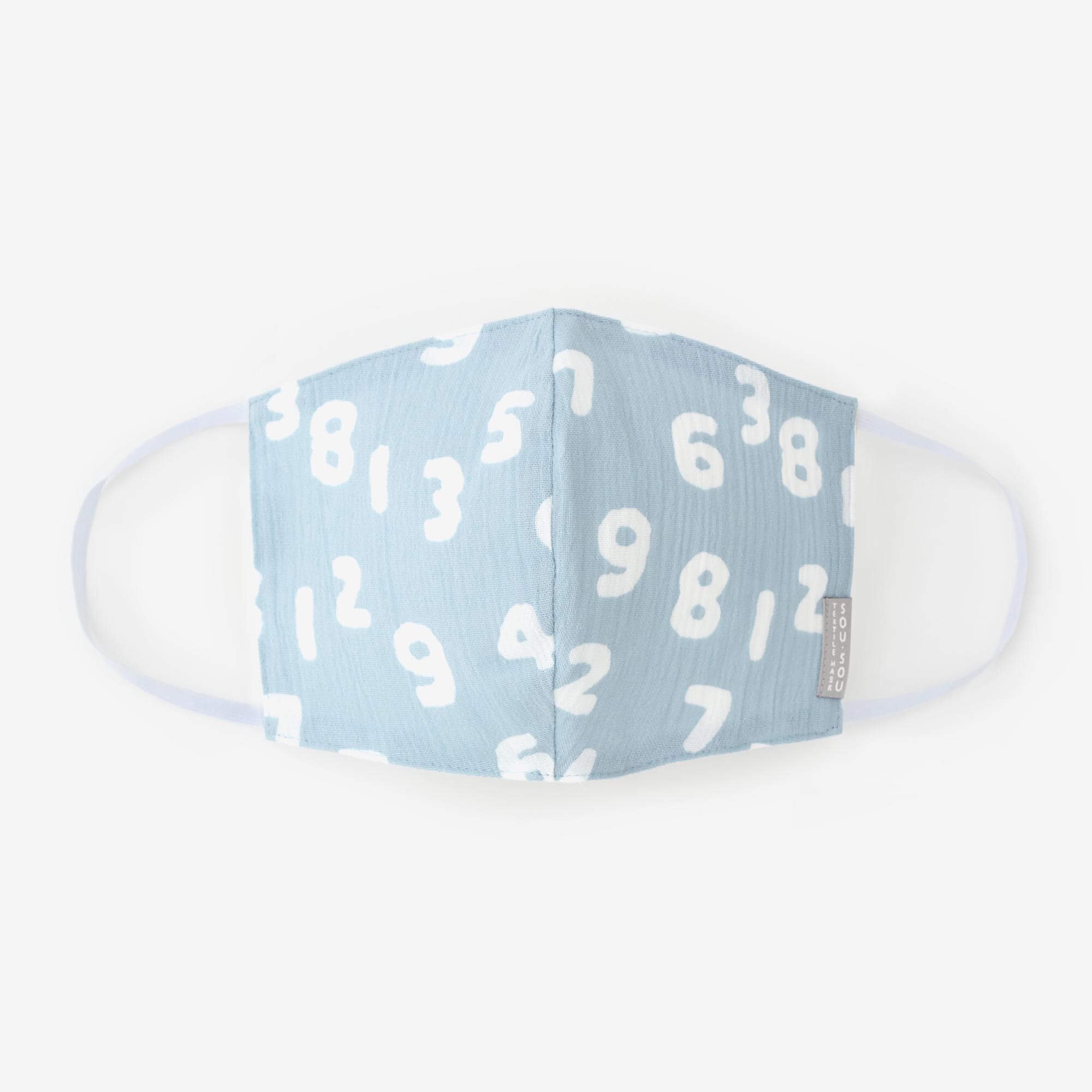SOU SOU Chizimi Cotton Cotton Mask  SO-SU-U Kon Light Blue - Made in JAPAN