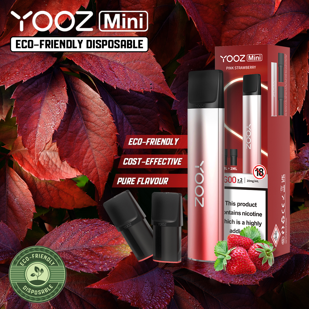 Yooz Mini 1 + 2 Set  600 PUFF 2ml 2% nic salt Vape Disposable E Cig