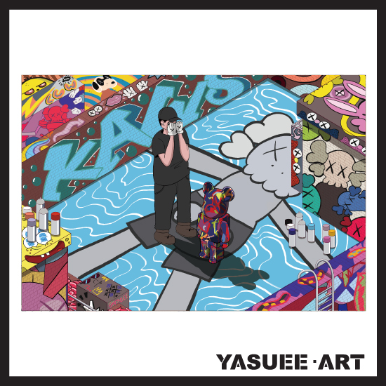 Kaws Tension be@rbrick 1000% story bearbrick art paint (297 x 420 mm) 50 pcs limited