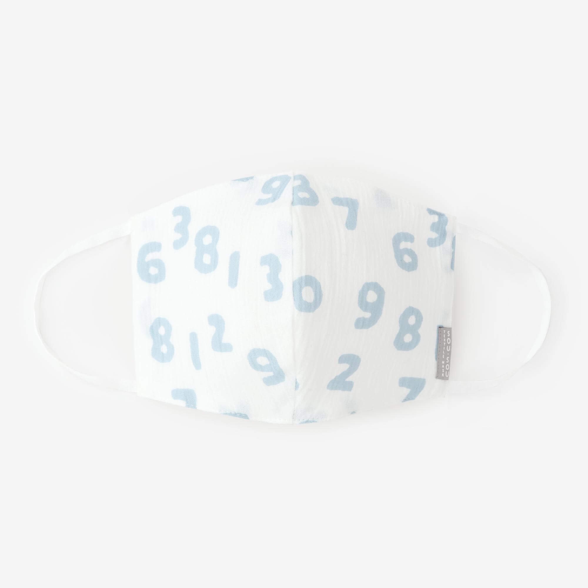 SOU SOU Chizimi Cotton Cotton Mask  SO-SU-U Kon White × Light Blue - Made in JAPAN