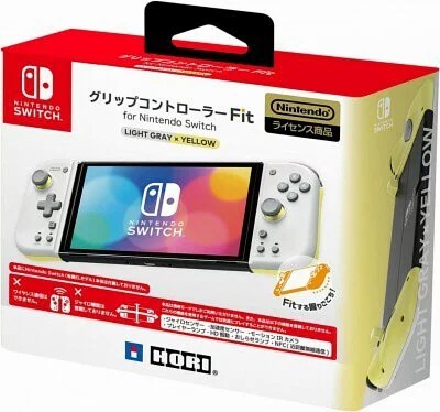 Nintendo Switch NS Hori Grip Controller (Light Gray x Yellow)