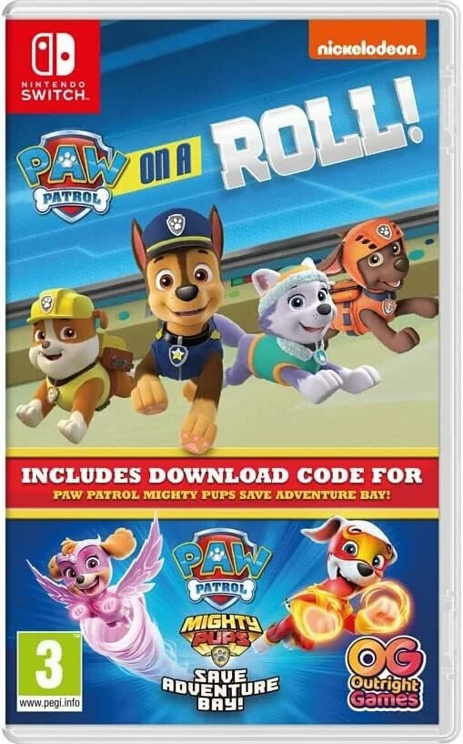 Nintendo Switch Game NS  Paw Patrol On A Roll + Mighty Pups: Save Adventure Bay! (Download code only)