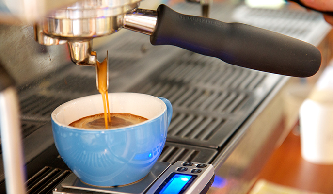 Preparing an espresso at Brew Bros Coffee