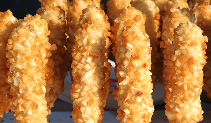 Corndogs studded with French fries