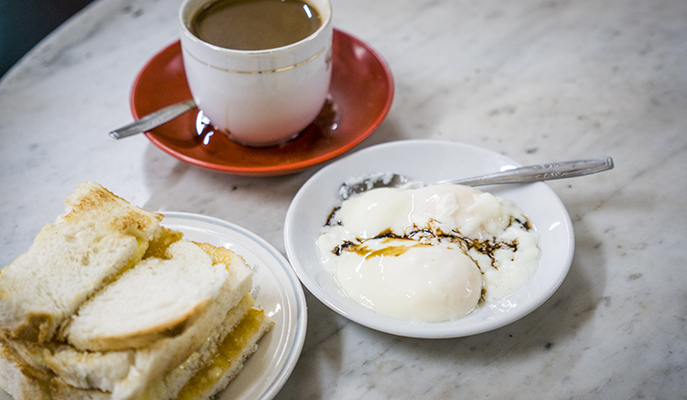 Kaya toast, eggs and coffee at Heap Seng Leong