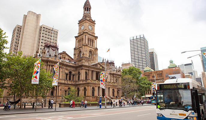 The Sydney Town Hall and CBD