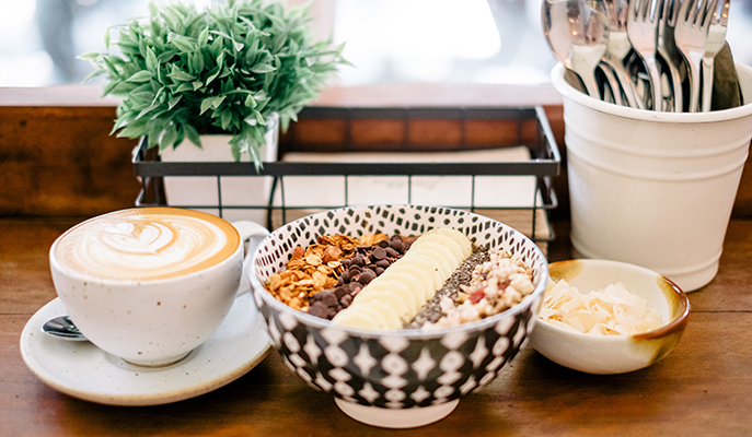 A breakfast spread at Brekkie