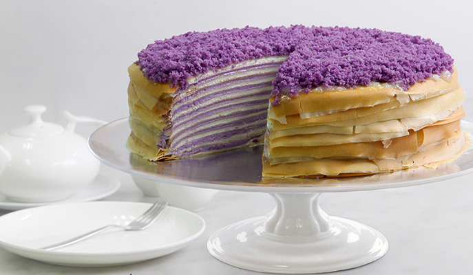 Ube mille crêpe
