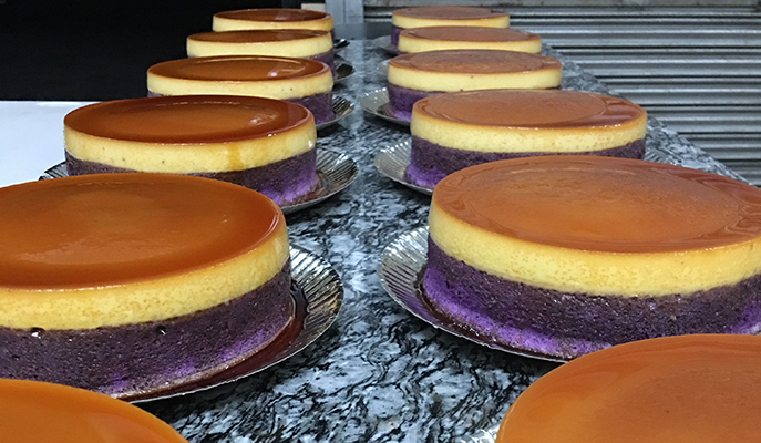 Ube leche flan cake