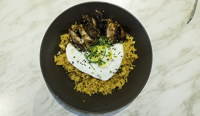 Chicken teriyaki and kimchi rice at The Rabbit Hole (Photo: Vic Guerrero)