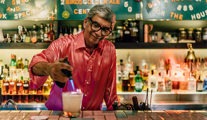 Firing up a cocktail at Mrs. Pound