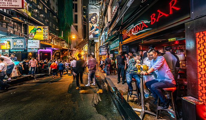 Hong Kong's buzzy downtown nightlife