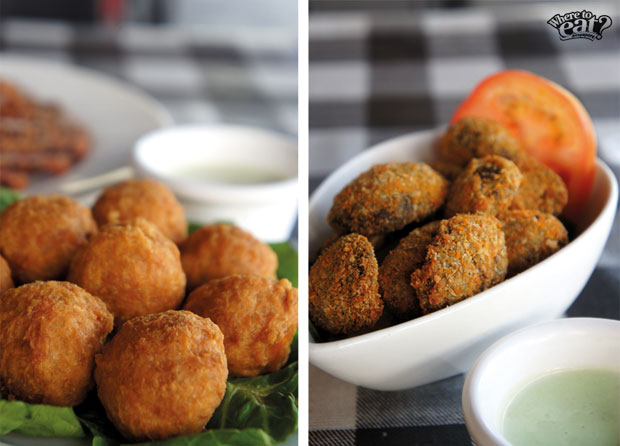 Fried Mushrooms, Cheesy Chicken Meatballs