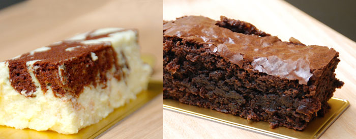 Cotton Light Cheesecake, Chocolate Fudgy Brownie