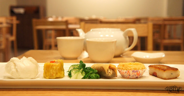 Daily Special Dim Sum Sampler Platter w/ Local Brewed Tea (Hot) dim-sum_sample-platter