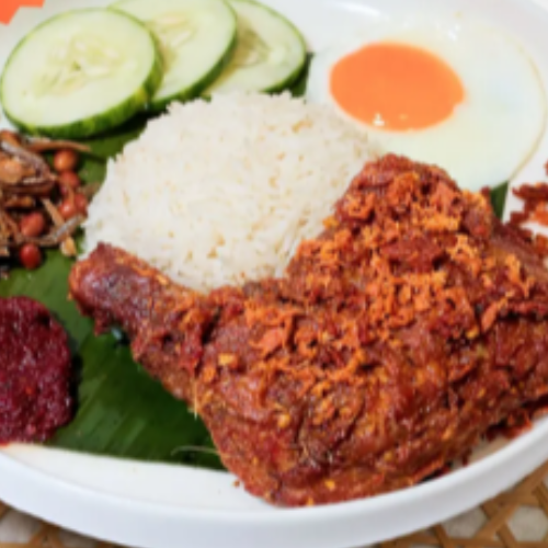 Nasi Lemak with Ayam Berempah Crispy Fried Chicken Leg