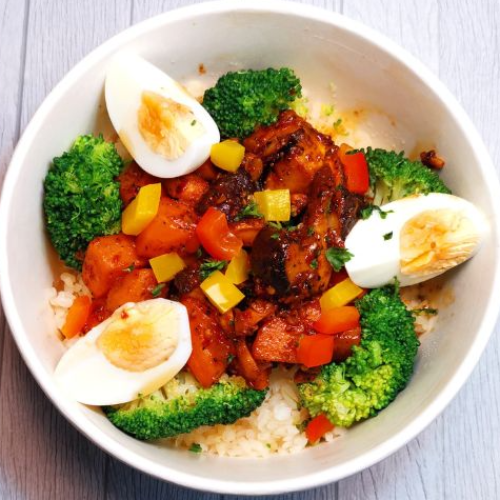 Spicy Vegetable Garlic Rice Bowl