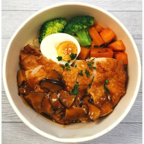 Mushroom Chicken Garlic Rice Bowl