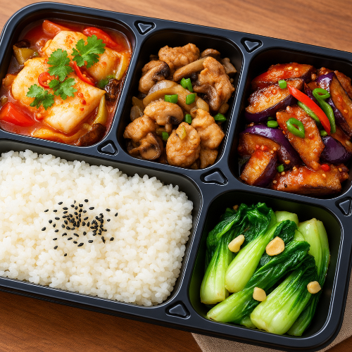 Fish Fillet in Spicy and Sour Soup  & Sautéed Chicken with Mushrooms