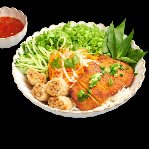 Grilled Pork with Spring Rolls & Rice Vermicelli