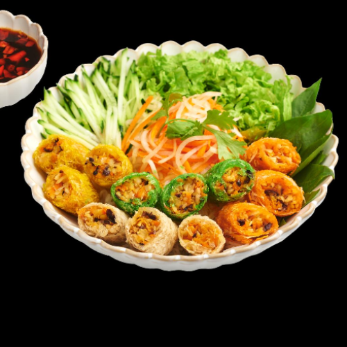 Vegan spring rolls with rice vermicelli - no egg