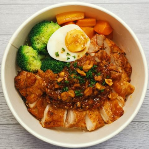 Spicy Garlic Chicken Garlic Rice Bowl