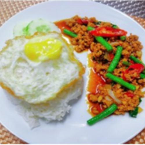 Hot Basil Minced Chicken/ Pork with Rice