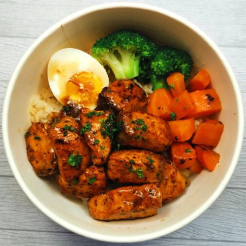 Pepper Salmon Garlic Rice Bowl
