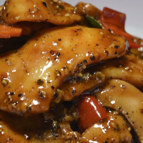 Black Pepper Fried Sliced Fish Rice