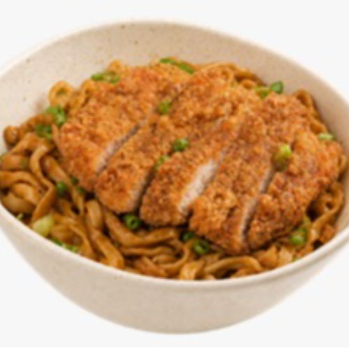 Dry Mala La Mian with Chicken Cutlet 