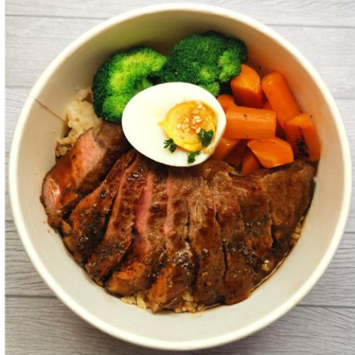 Pepper Beef Striploin Garlic Rice Bowl