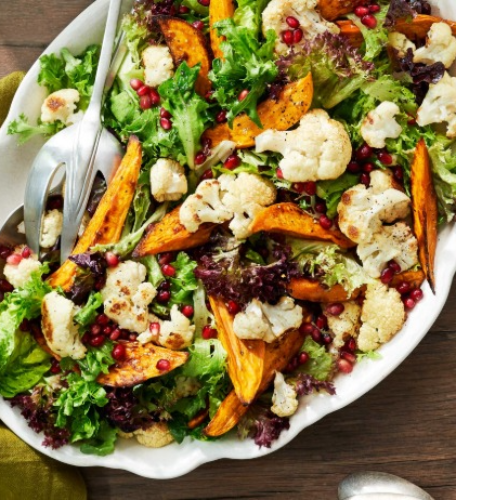 Roasted Cauliflower and Sweet Potato Salad Bowl
