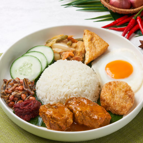 Nasi Lemak With Beef Rendang