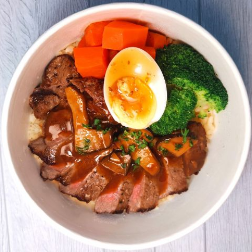 Mushroom Beef Striploin Garlic Rice Bowl