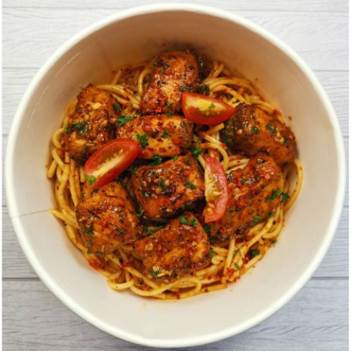 Spicy Garlic Salmon Pasta