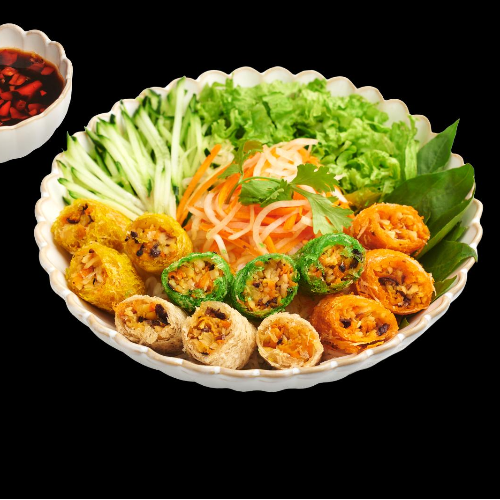 Vegetarian spring rolls with rice vermicelli