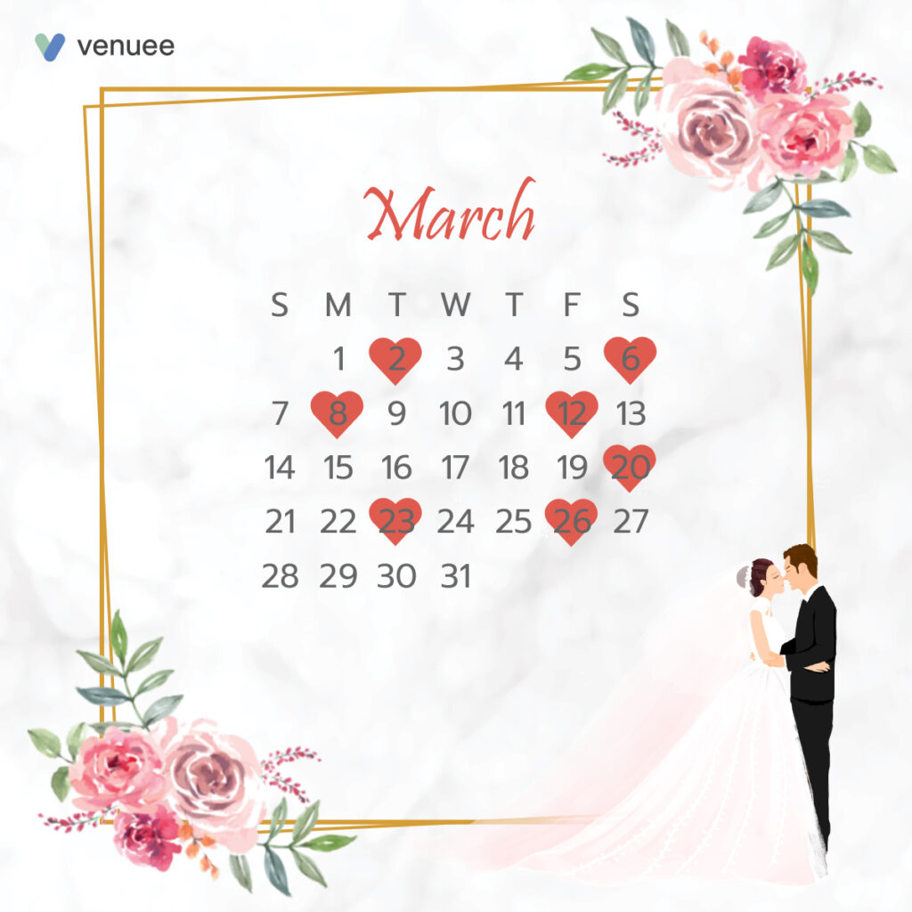 ฤกษ์แต่งงาน ฤกษ์จดทะเบียนสมรส ปี 2564 เดือน มีนาคม