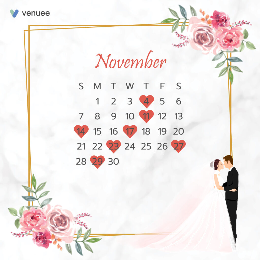 ฤกษ์แต่งงาน ฤกษ์จดทะเบียนสมรส ปี 2564 เดือน พฤศจิกายน