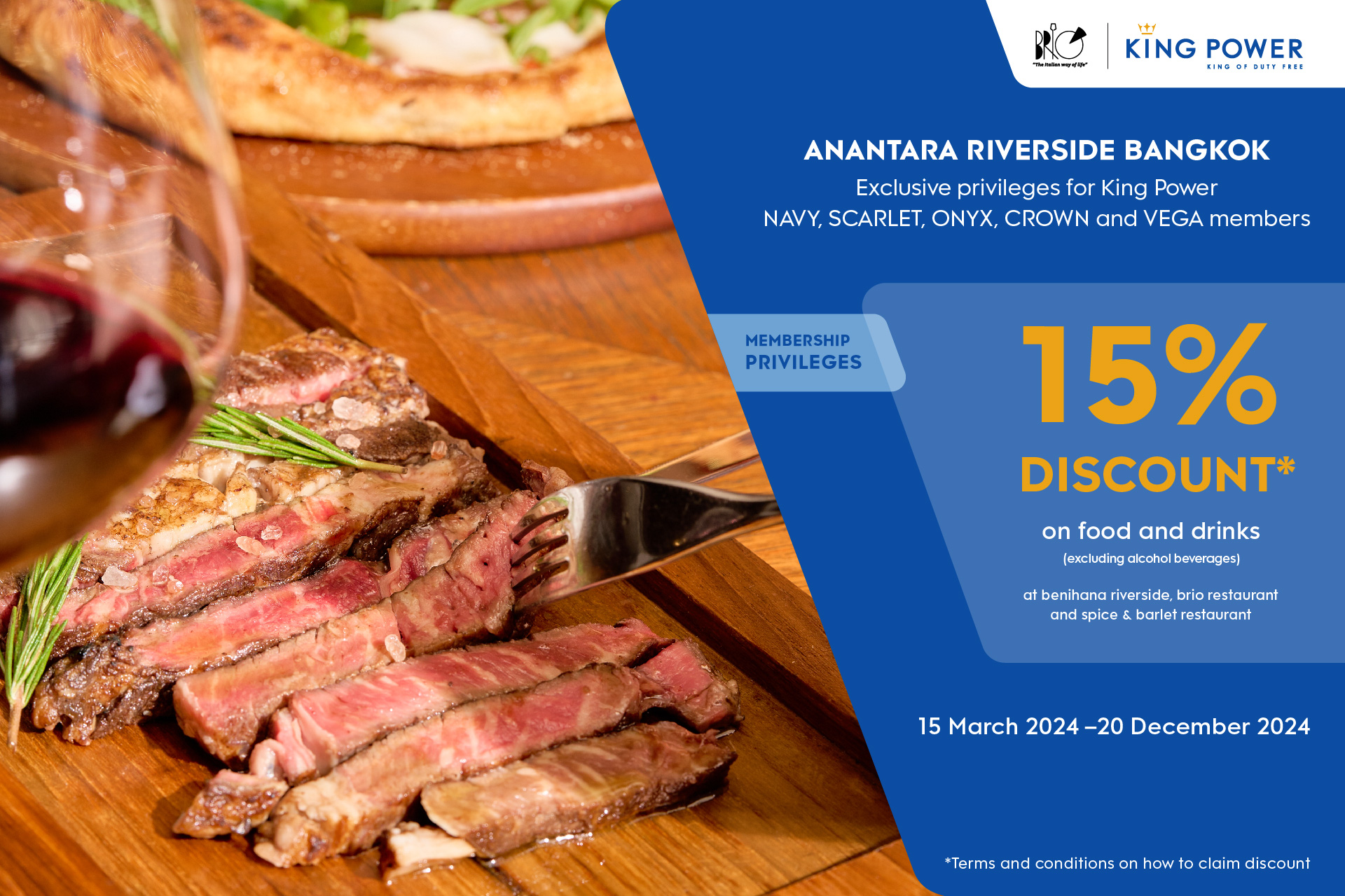 PRIVILEGES & PROMOTION 15 DISCOUNT ON FOOD AND DRINKS (EXCLUDING